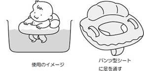座椅子浮き輪にのる赤ちゃん